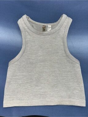 Anwnd Ribbed Cropped Tank Top - Light Gray
